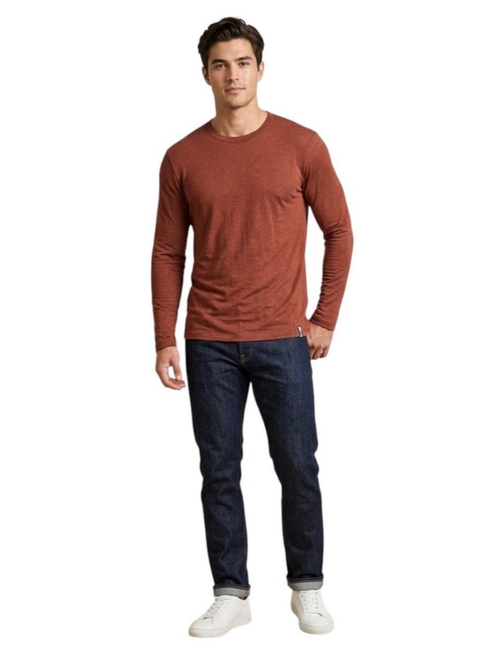 PAKA Alpaca Long Sleeve Shirt Mens Large L Rust Red Tencel Crew Neck Base Layer